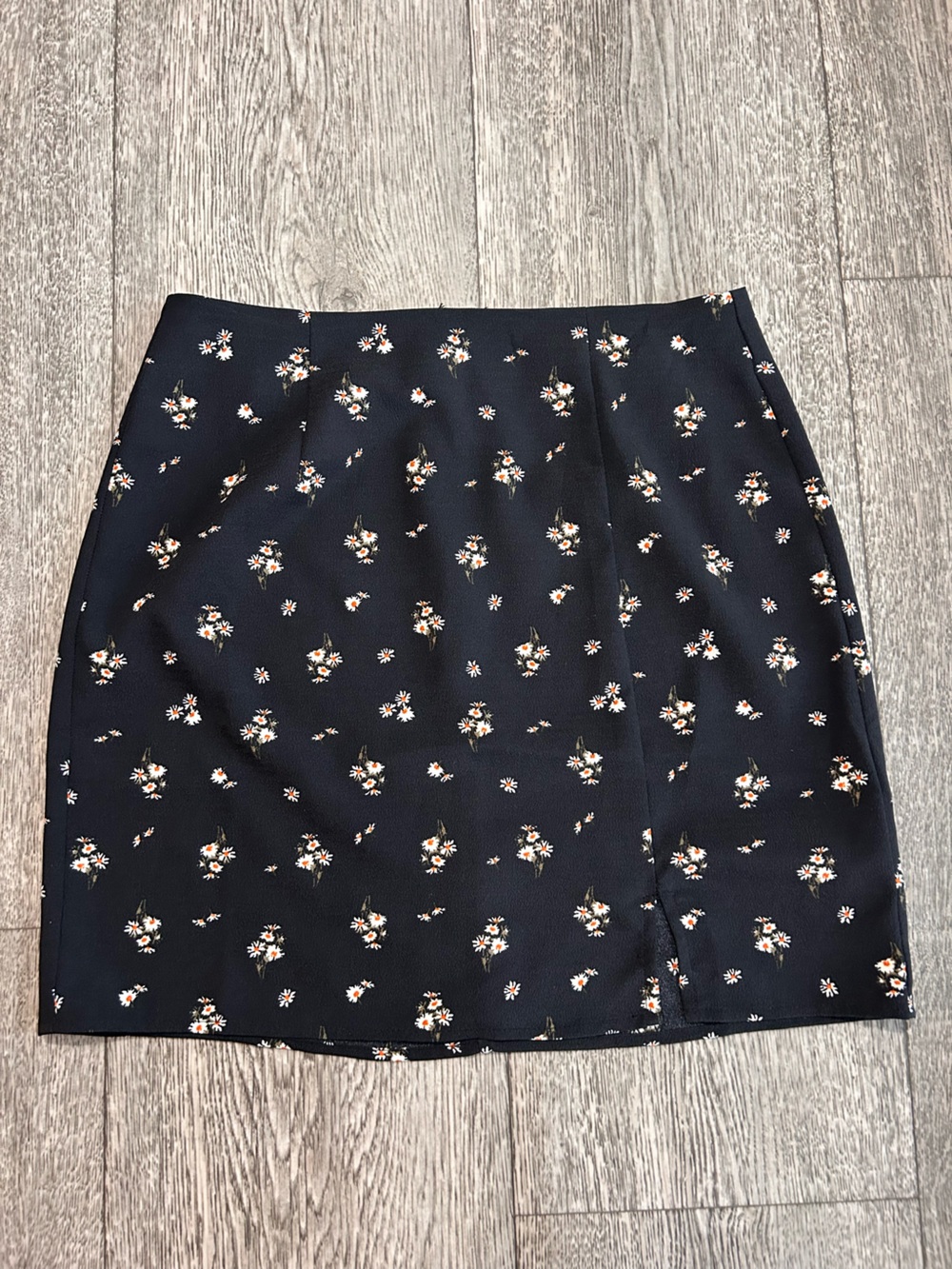 Aeropostale Black Mini Skirt with White and Orange Floral Print